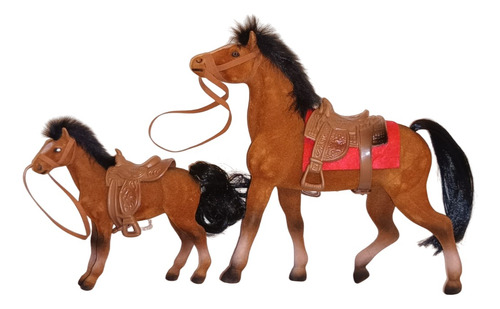 Caballo Felpa Con Cría Juguete X 2 Deco Regalo Navidad Reyes