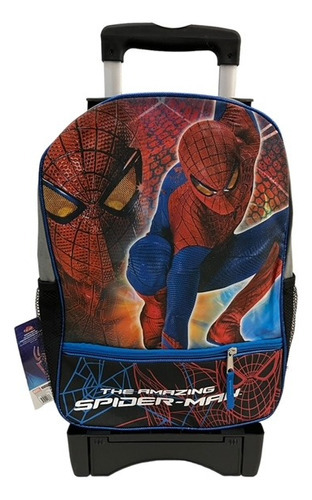 Spiderman Hombre Araña Mod 34 Mochila Llantas Gel Y Lonchera Color Gris