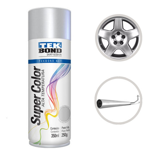 Tinta Spray Aerossol Tek Bond Alta Temperatura 350ml/250g