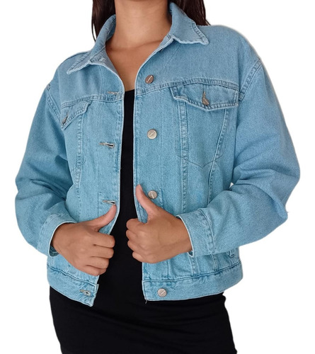 Campera De Jean Rígido Mujer Con Bolsillos Talles Amplios 