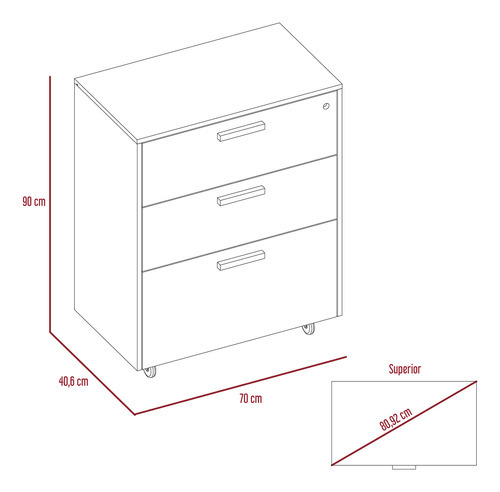Cajonera Armable Excelsior Drawer Based Cabinet Con Ruedas Color Gris