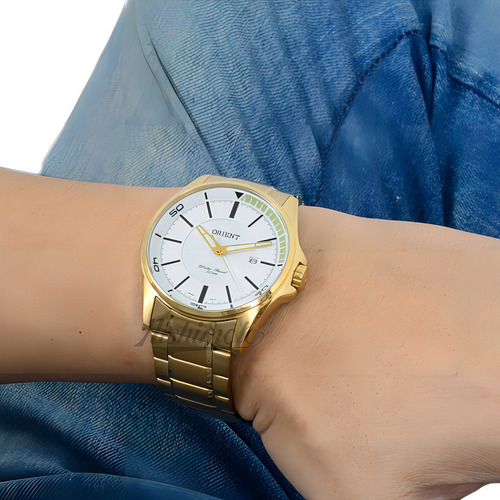 Relógio Orient Masculino Mgss1130 S1kx Aço Dourado Original Cor do fundo Prateado
