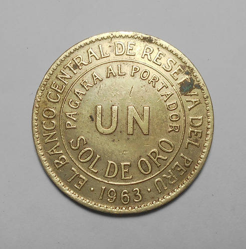 Perú Un Sol De Oro 1963 - Km#222 - Grande 33 Mm