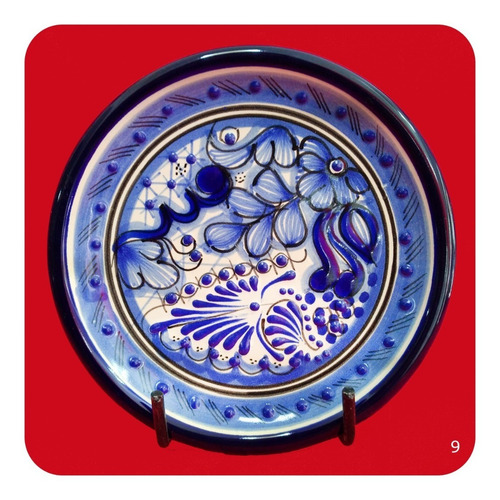 Imagen 1 de 9 de Set 10 Platos De Talavera Poblana 15 Cm Azul Trad Postre Plt