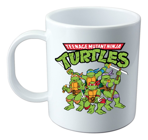 Taza Plástico Blanca  Alta Calidad Tortugas Ninja