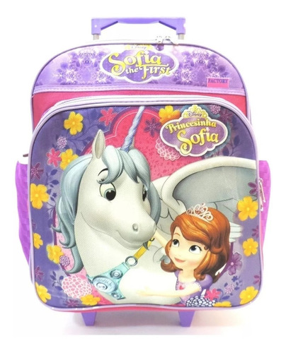 Mochila Infantil Princesa Sofia Unicornio Rodinha Tam G F4