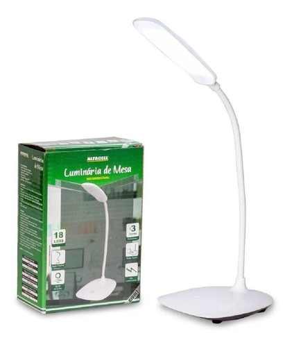 Luminaria De Mesa Flexivel Touch Sem Fio 3 Níveis Luz 14 Led