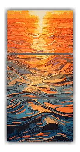 60x120cm Cuadro Abstracto Rizos Agua Atardecer Bastidor Made