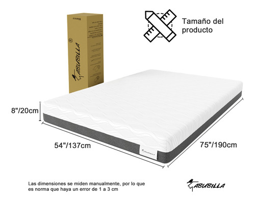 Colchón Espuma Viscoelástico Para Sueño Perfect 190x135x20cm