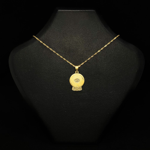 Cadena Y Dije Bola De Cristal Clarividencia Futuro Oro 18k Amarillo 40 Cm