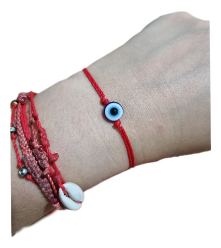 10 Pulsera Roja Ojo Turco Envidia Protección Mal De Ojo 