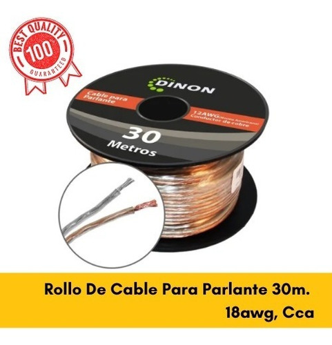 Rollo De Cable Para Parlante 30m. 18awg, Cca