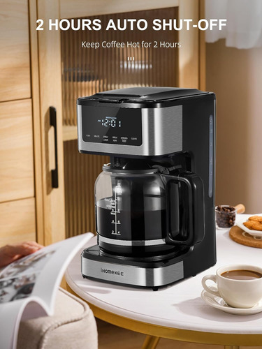 Cafetera Programable, Cafetera De Goteo De 12 Tazas Fun...