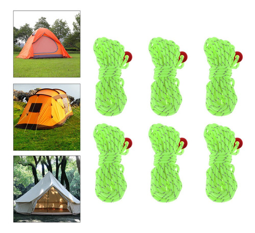 Paquete De 6 Cuerdas De 4mm Para Hombre, Verde Fluorescente
