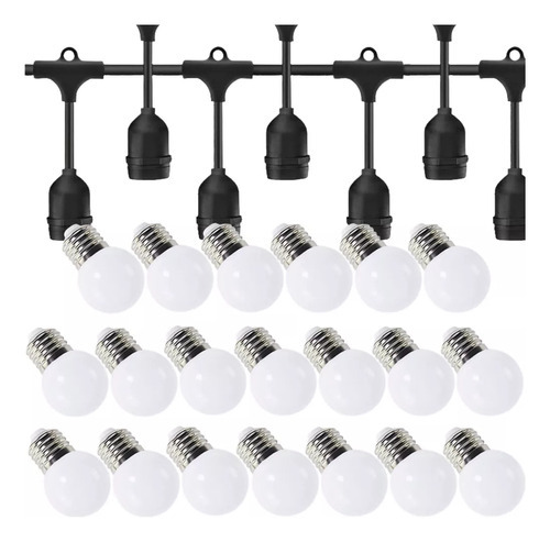 Kit 20 Lâmpadas Luzes Led G45 + Extensão Varal 10 Metros