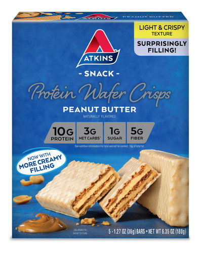 Atkins Galletas De Proteina Crocantes, 305405, Peanut Butter