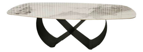 Mesa De Comedor 1. 80 X 90 Neolith Calacatta Poliuretano Fca Blanco Negro