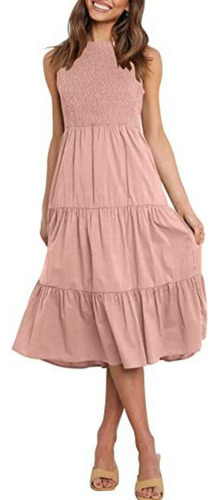 Vestido Estilo Swing Grande Con Cintura Elástica Fruncida