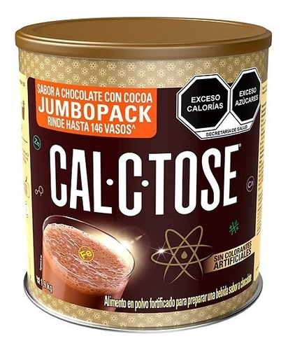 Chocolate Polvo Cal-c-tose 1.9kg Lata Jumbo Rinde 146 Vasos