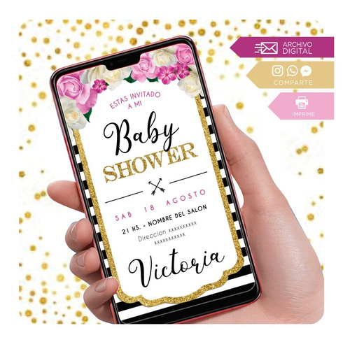 Invitación Digital Flores Baby Shower - Salta Violeta