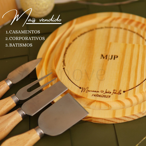 18 Tábua De Queijos Com Kit De Espátulas Padrinhos Casamento