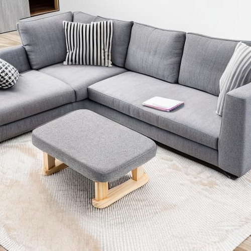 Taburete Otomano Rectangular Tela Madera Acolchado Suave Mod