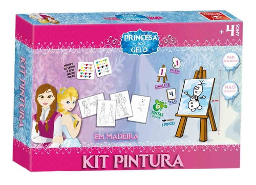 Kit Pintura Colorir Mini Cavalete Princesa Gelo Frozen