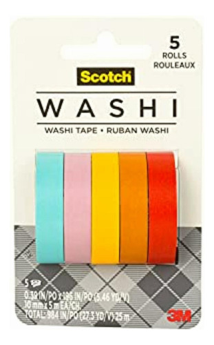 Scotch Cinta Washi, Diseño De Verano, 5 Rollos, Ideal Para Color Verano