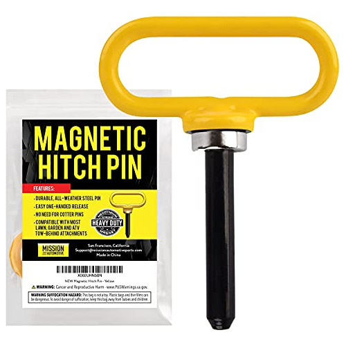 Yellow Magnetic Hitch Pin - Lawn Mower Trailer Hitch Pi...