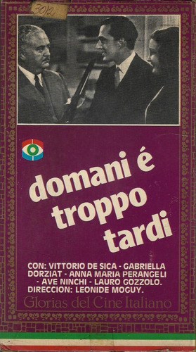 Domani É Troppo Tardi Vhs Pier Angeli Vittorio De Sica