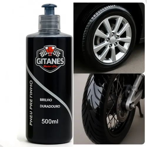 Pretinho Limpa Pneu Selante Brilho Hidrata Carro Moto 500ml Preto