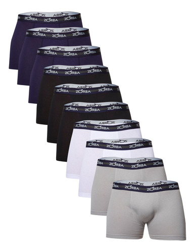 Kit Com 10 Cuecas Boxer Com Elástico Masculina Zorba Oferta