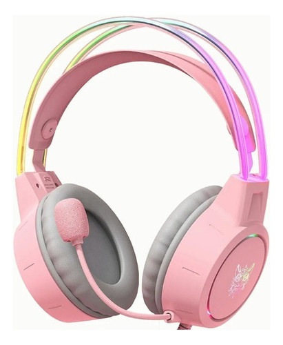 Audífonos Gamer Onikuma X15 Pro Con Luces Rgb Rosas Color Rosa