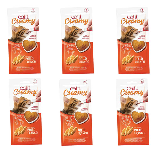Snacks Para Gatos Cremosos Catit Creamy Sabor Pollo Pack X6