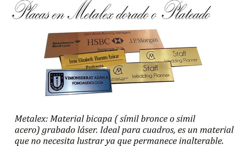 Plaquetas En Metalex , Material Bicapa Simil Bronce O Acero