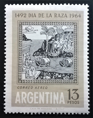 Argentina, Sello Aéreo Gj 1287 Día Raza 1964 Mint L13102