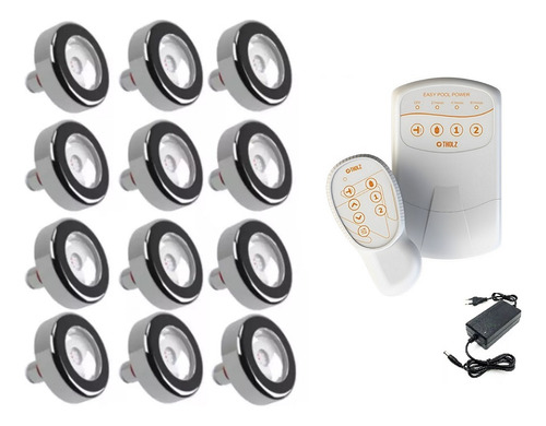Kit Tholz Easy Pool Power Fonte + 12 Led 316 9w Rgb Inox