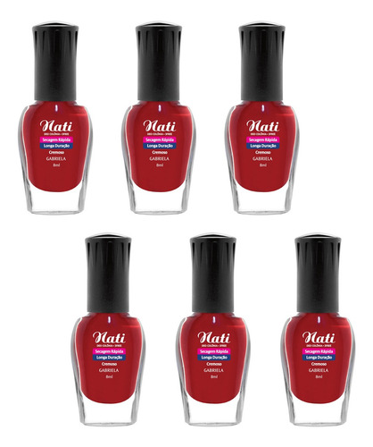 Esmalte Nati 5free - Gabriela - 8 Ml - Kit Com 6 Frascos