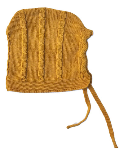 Gorrito Capota Tejidos Bebe 0m A 6m Amarillo S Trenzas