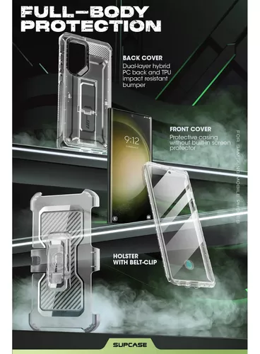 SUPCASE-funda para Samsung Galaxy S23 Ultra, carcasa protectora  transparente con marco Delgado, Protector de pantalla incorporado, 6,8  (2023), UB Edge XT