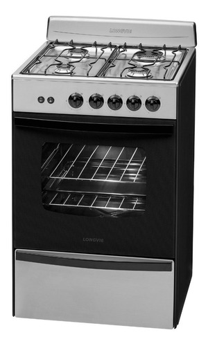 Imagen 6 de 6 de Cocina A Gas Longvie 13331xf 56cm Inox Cajon Parrilla C/ Enc