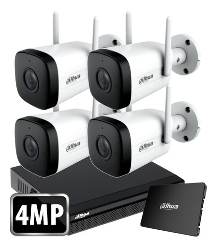 Kit Ip Wifi Dahua Nvr 8 Ch + 4 Camaras 4mp + Disco 1tb