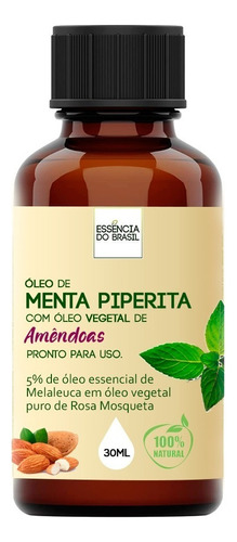 Óleo Essencial Essência Do Brasil Óleo De Menta Piperita Com Amêndoas 30ml - Pronto Para Uso Menta Piperita Com Amêndoas 30ml