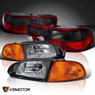 For 92-95 Honda Civic 4dr Sedan Jdm Black Headlights+cor Kg1