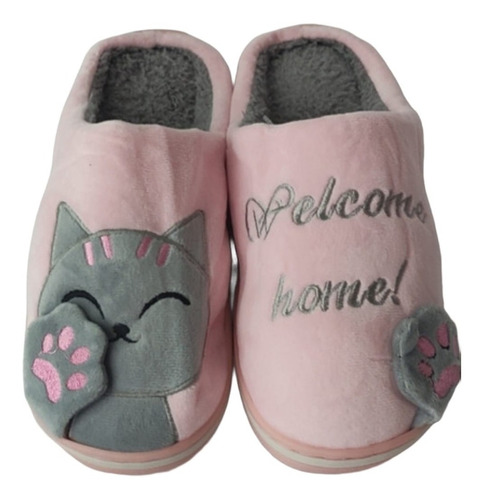 Pantuflas Gato Rosada Talla 38 (26cm) De Largo Envío Rápido