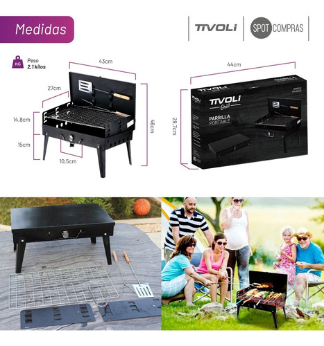 Parrilla Portátil Asador Plegable Acero Inox Tivoli