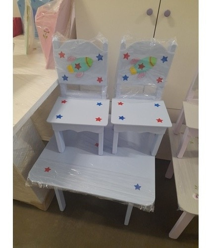 Imagen 3 de 8 de Juego De Mesa Y 2 Sillas Infantil Pintada Decorada