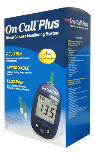 Glucosímetro monitor de glucosa On Call Plus