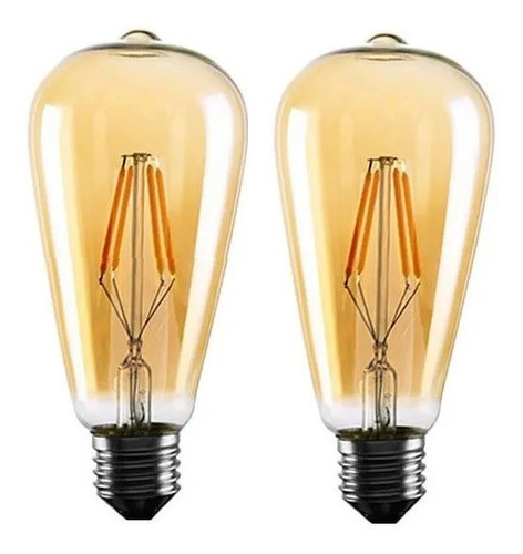 X2 Lámpara Led Filamento Vintage 4 W / 40 W Dorada - Gold