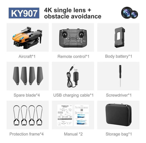 Ky907 Rc Mini Drone Con Cámara 4k Wifi Fpv